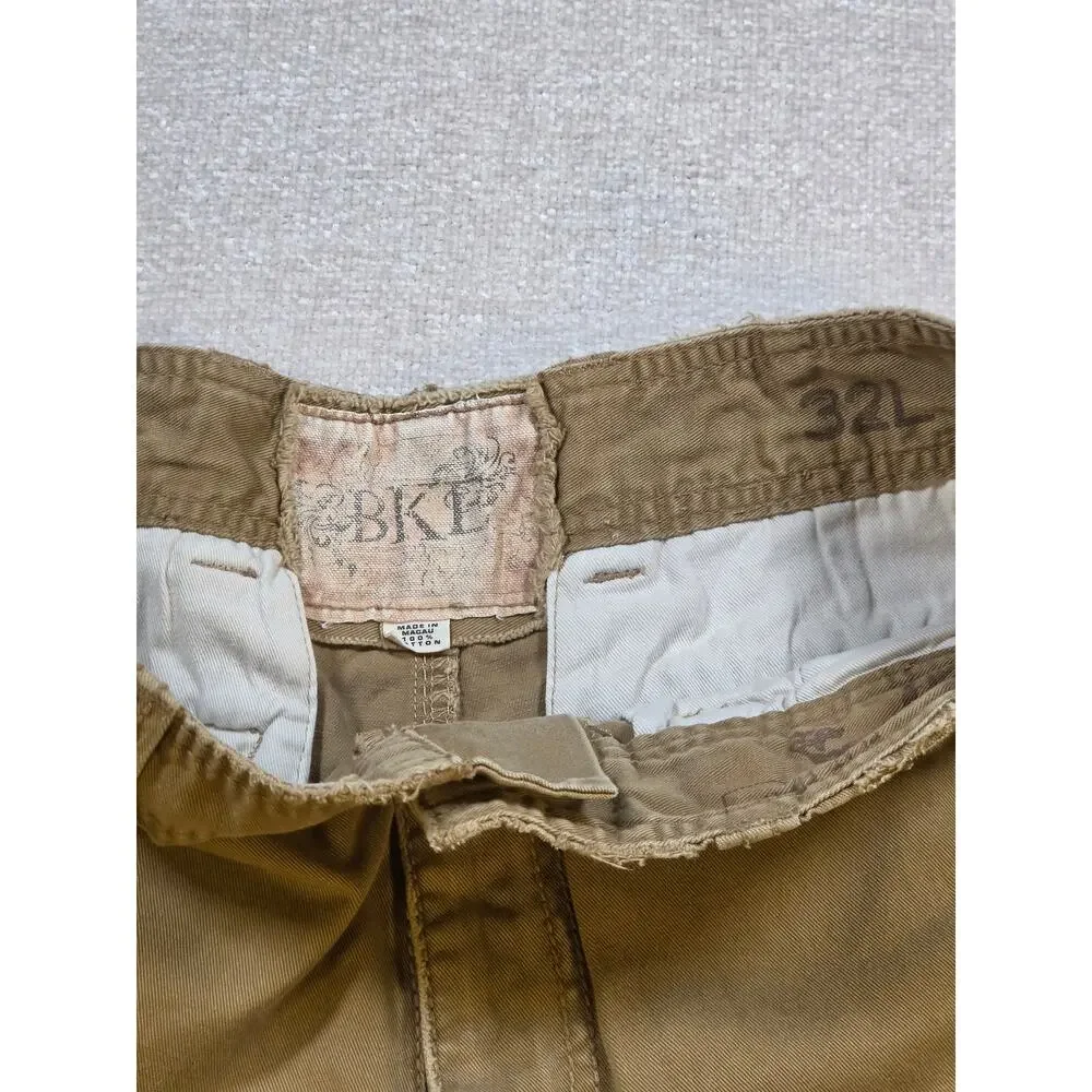 BKE Canvas Carpenter Pants Mens 32L Khaki Tan Straight Leg Workwear Distressed